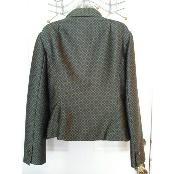 **SALE**DANA BUCHMAN GREEN BROCADE TEXTURED JACKET - Picture 2 of 4